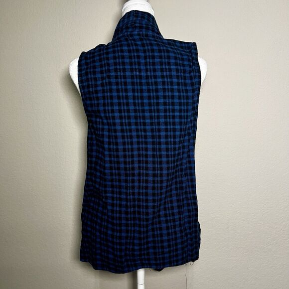 WALLFLOWER Cardigan Drape Sweater Vest Women's Buffalo Plaid Open Front Medium - Picture 3 of 11